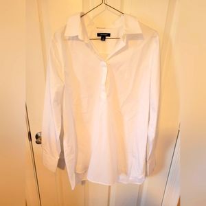 LANDS' END Long Sleeve White Collard Popover Shirt. Size 12